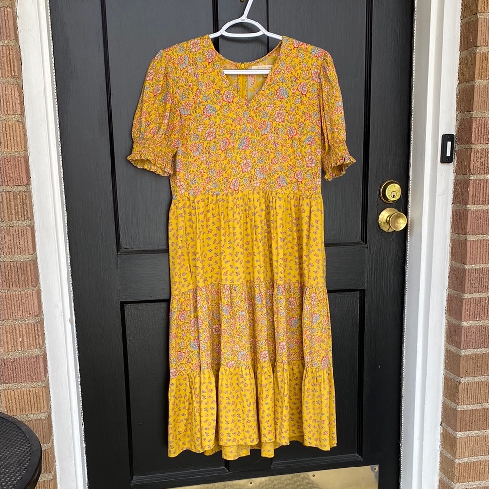 Downeast Floral Yellow Dress XS
